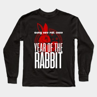 Chinese New Year, Year of the Rabbit 2023, Gung Hay Fat Choy No. 1 on Dark Background Long Sleeve T-Shirt